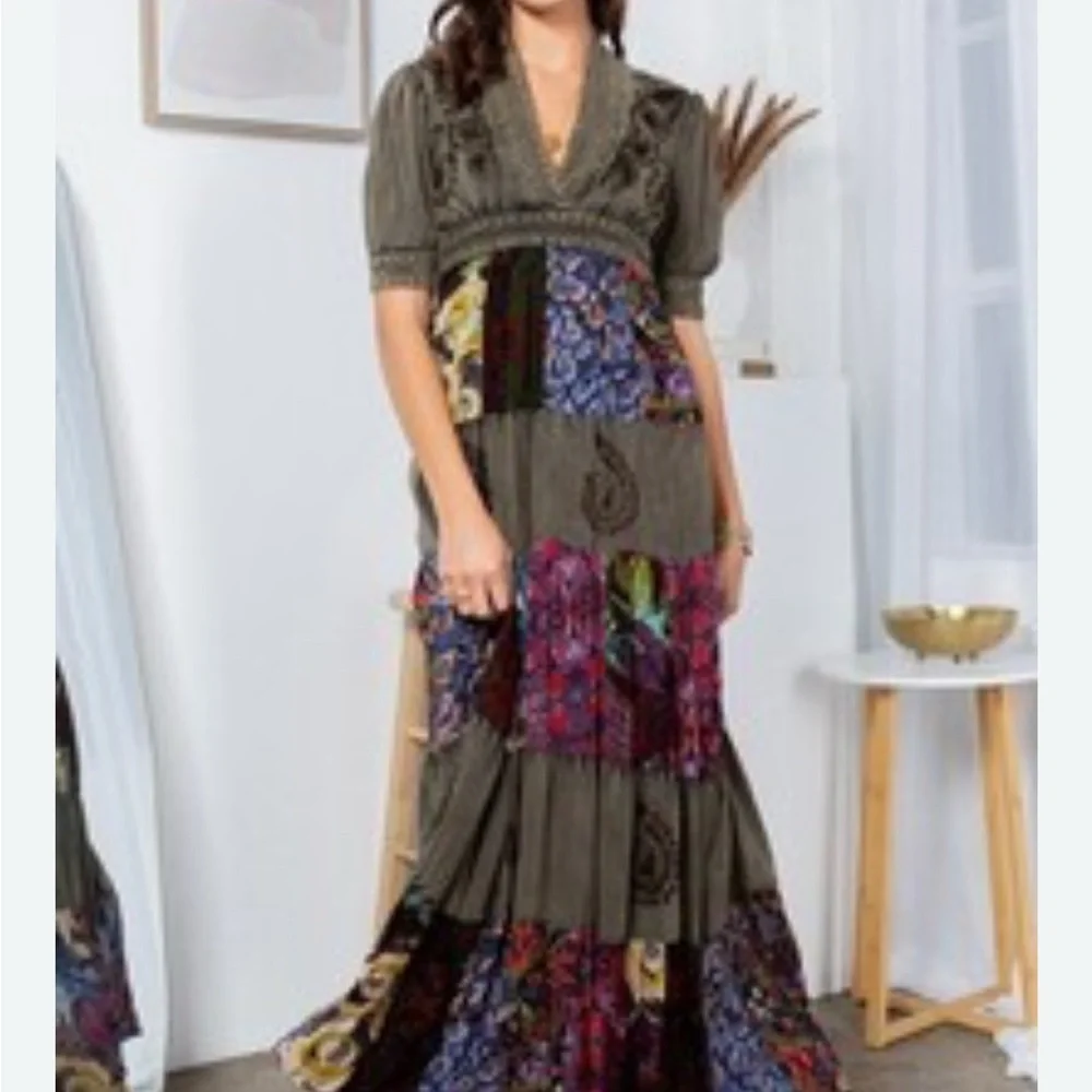 Bohemian Patchwork Maxi Dress - Picture 1 of 16